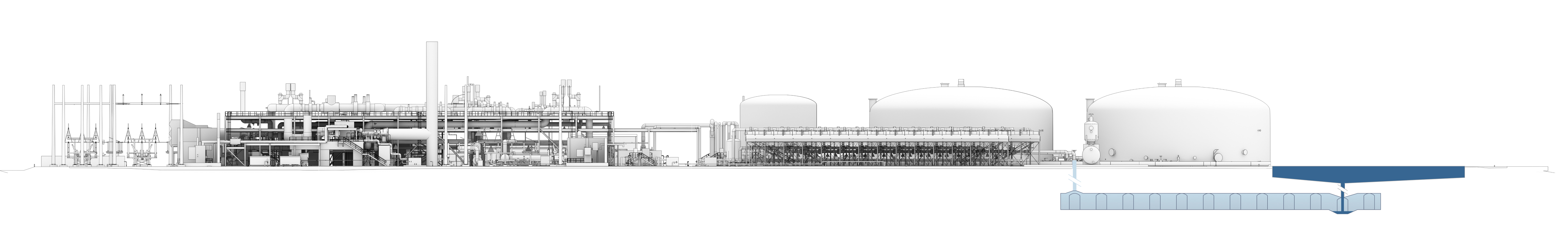 A-CAES Process Diagram A horizontal diagram of an A-CAES Facility